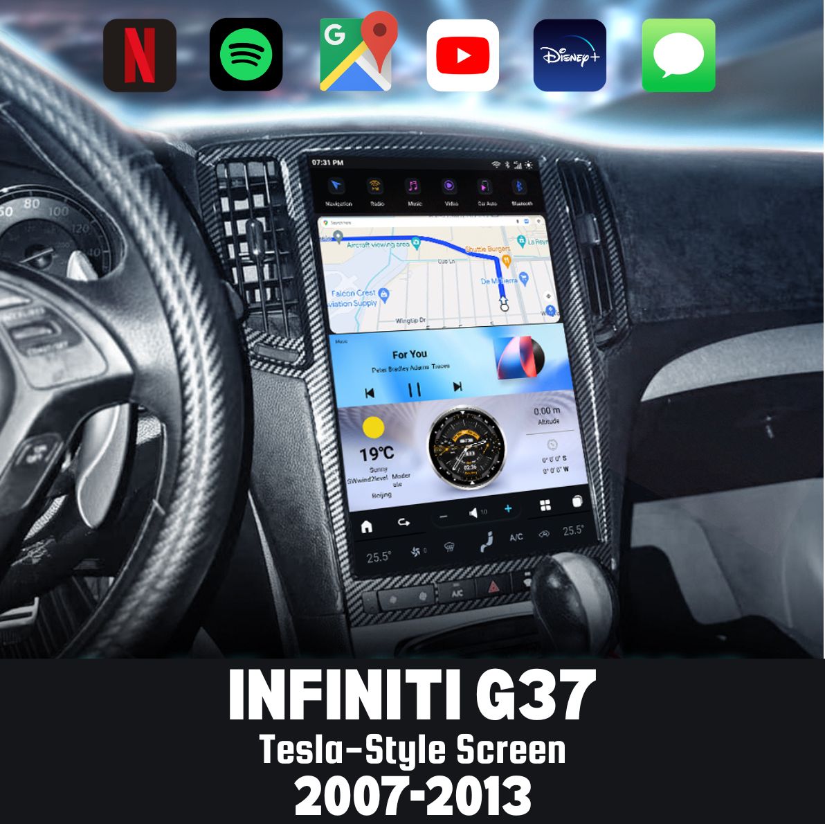 Infiniti G37 2007–2013 MKII CarPlay & Android Auto Screen — product view 1