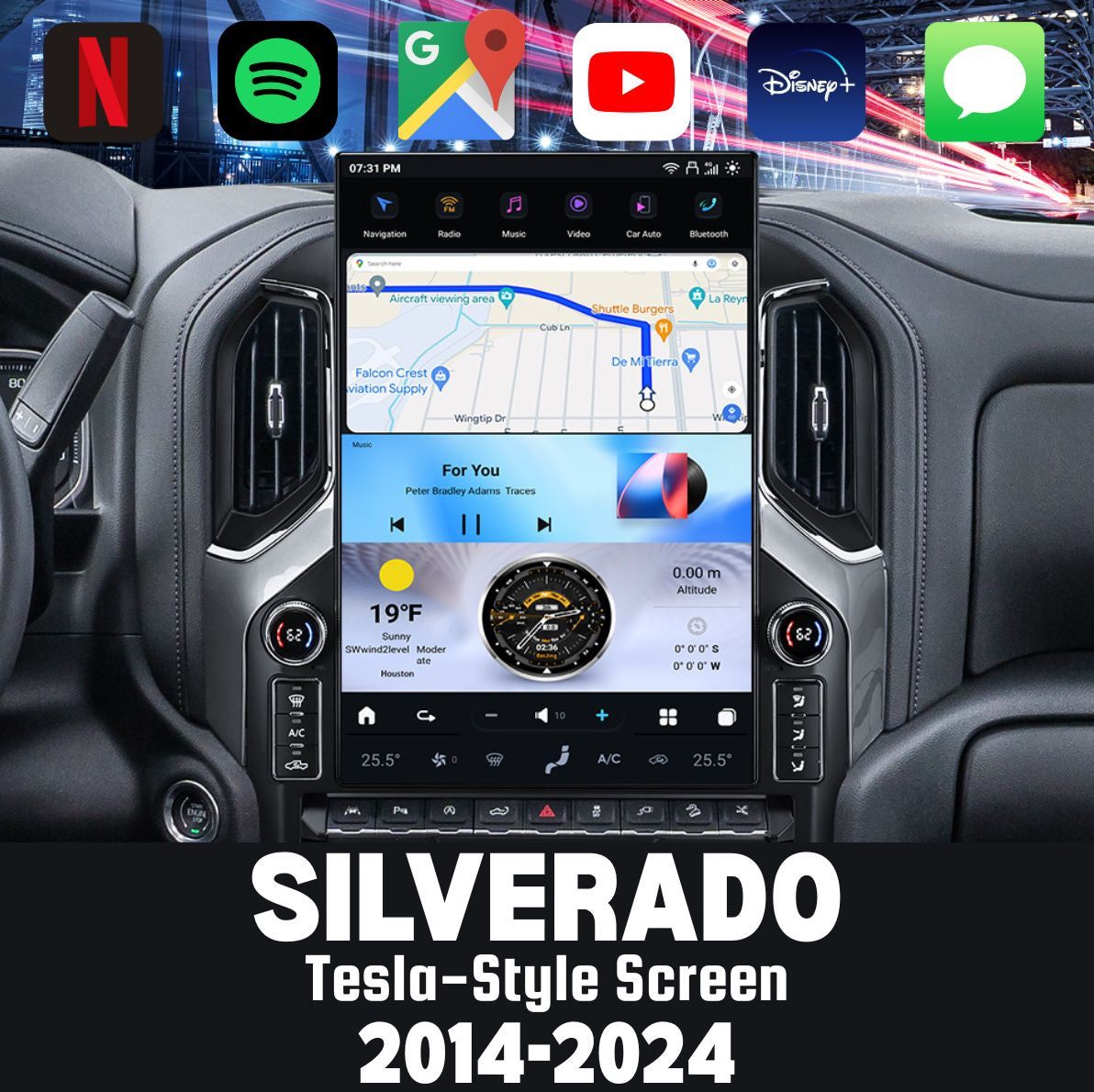 Chevrolet Silverado 2014–2025 CarPlay & Android Auto Screen — product view 1