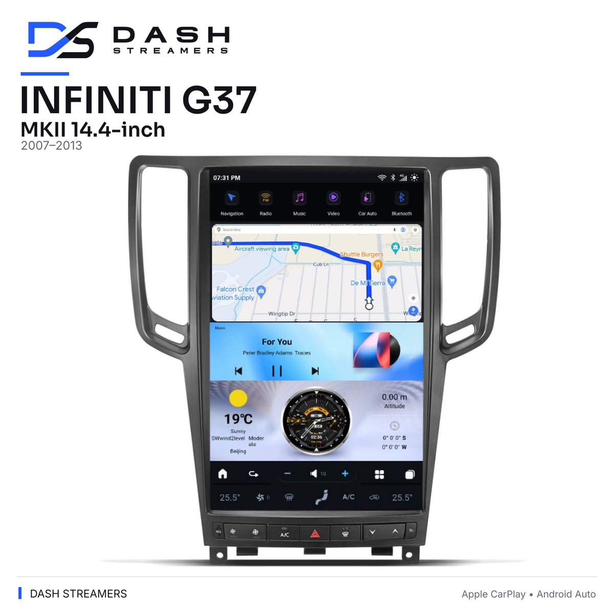 INFINITI G37 — MKII 14.4-inch — 2007–2013 — Dash Streamers