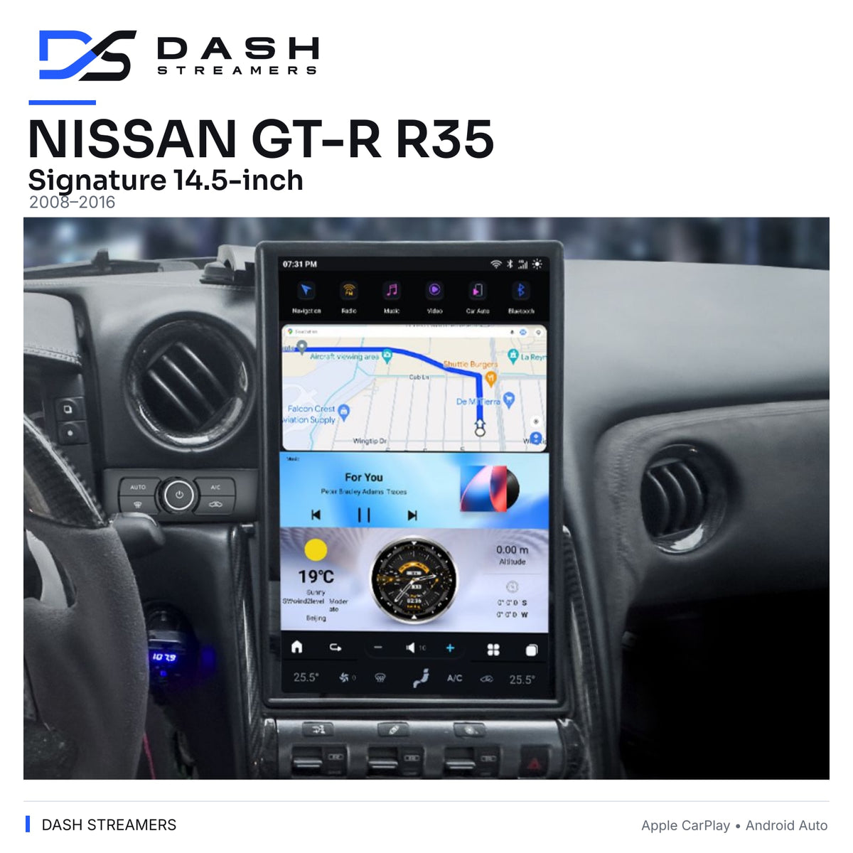 NISSAN GT-R R35 — Signature 14.5-inch — 2008–2016 — Dash Streamers