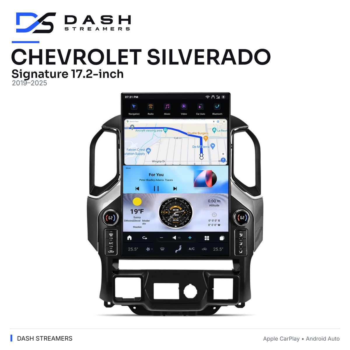 CHEVROLET SILVERADO — Signature 17.2-inch — 2019–2025 — Dash Streamers