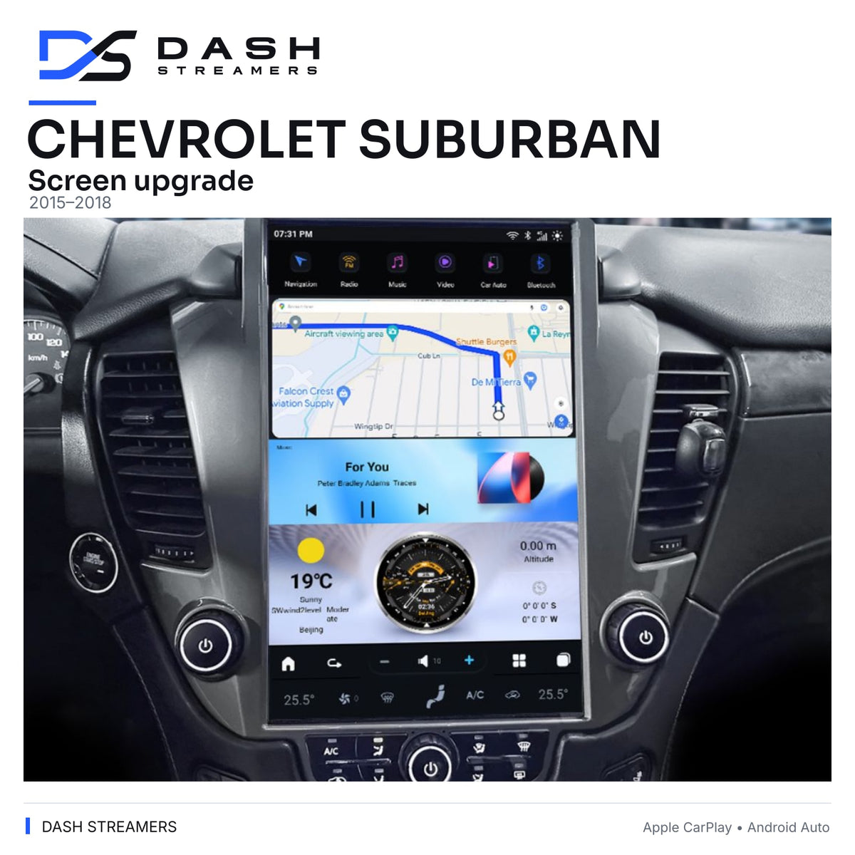 CHEVROLET SUBURBAN — Screen upgrade — 2015–2018 — Dash Streamers
