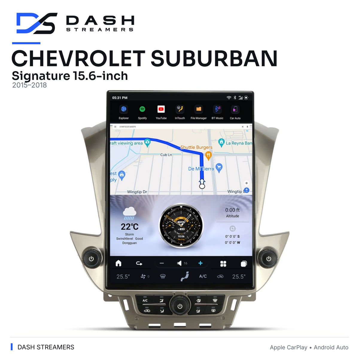 CHEVROLET SUBURBAN — Signature 15.6-inch — 2015–2018 — Dash Streamers