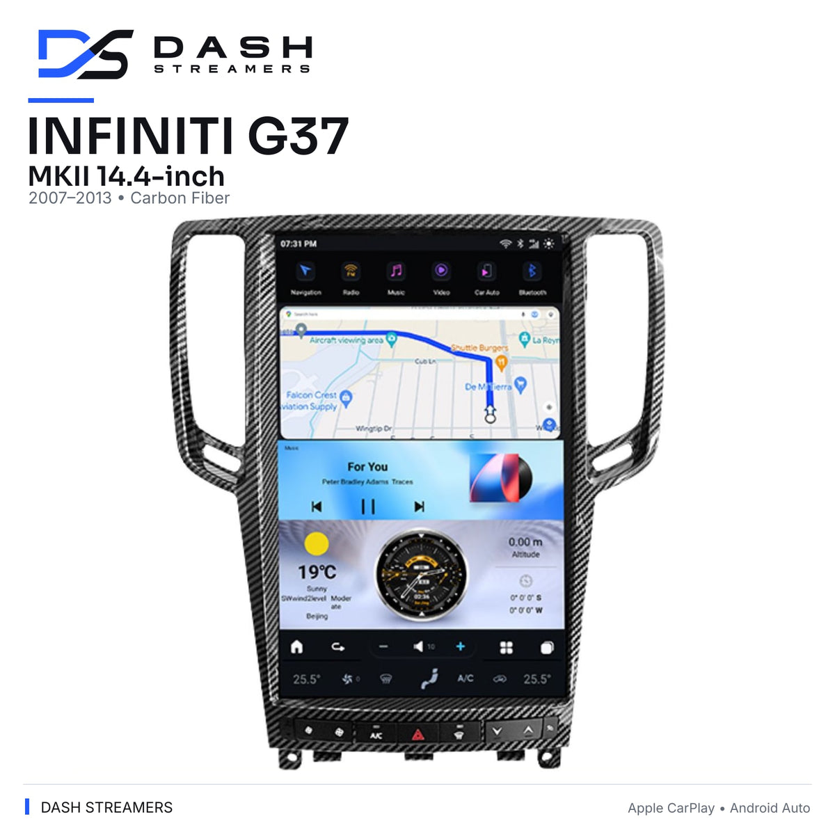 INFINITI G37 — MKII 14.4-inch — 2007–2013 • Carbon Fiber — Dash Streamers